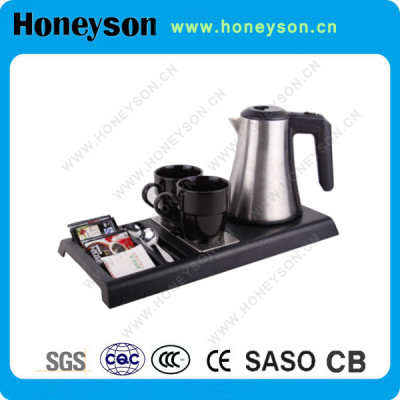 0.8L #304 Stainless steel electric kettle with ABS tray set hotel supplier