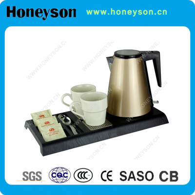 hotel amenities stainless steel electric kettle tray set for hotel room