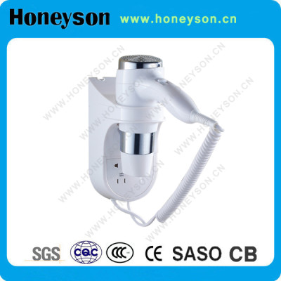 Professional 1600W wall mounted hair dryer with chrome plated hotel supplier