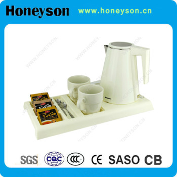 Honeyson hotel high end cordless electric kettle with tray set