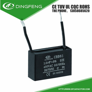 Dingfeng promotor ac plástico cbb61 condensador 1.5 uf