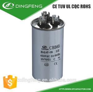 Caja de aluminio del condensador cbb65 4 + 4 + 4 pines con película de polipropileno