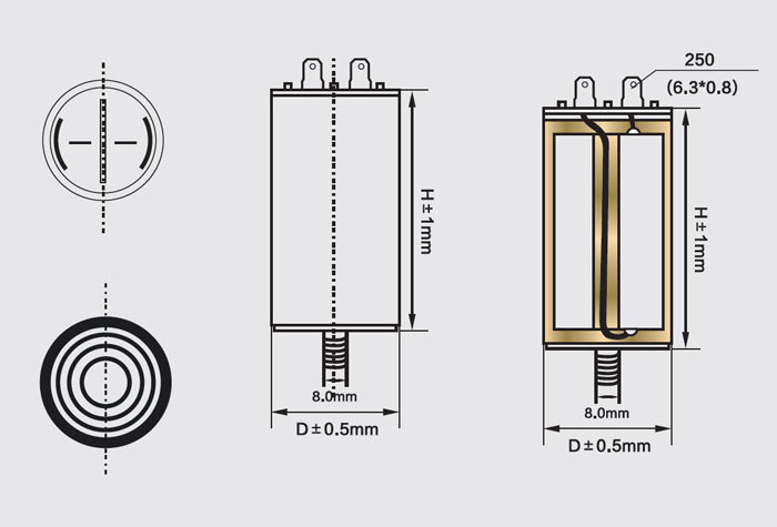 anatomía del condensador de funcionamiento del motor de CA