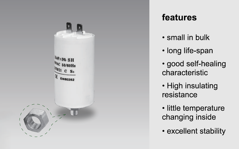 STUD TYPE WITH COVER MOTOR RUNNING CAPACITOR 10 MFD 450V RUN CAPACITOR