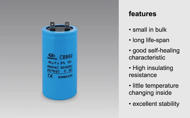 AC MOTOR CAPACITOR CBB60 WITH 2 PINS