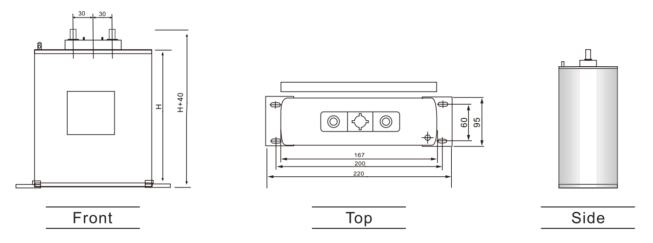 Cylindrical aluminum shell with base capacitor