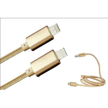 2-in-1 nylon braided certificed usb charging cable for ios and android with common connector