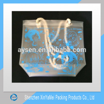 hot sale famous shiny pvc handled shopping tote bag