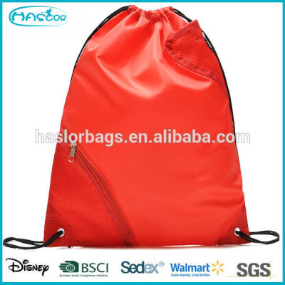 Wholesale custom cheap drawstring backpack bag with front zipper pocket