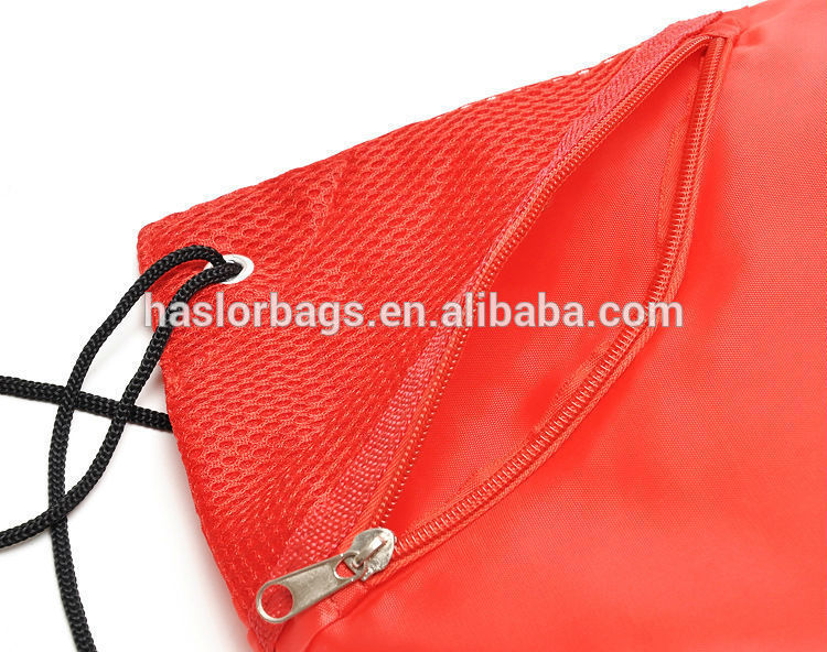 Wholesale custom cheap drawstring backpack bag with front zipper pocket