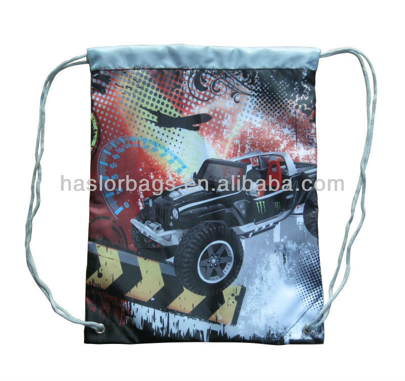 Car Printing Stylish School Bag Adjustable Shoulder Strap Messenger Bag