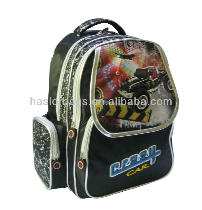 Car Printing Stylish School Bag Adjustable Shoulder Strap Messenger Bag