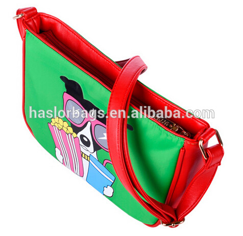 Italian Leather Shoulder Bags with Dog Printing
