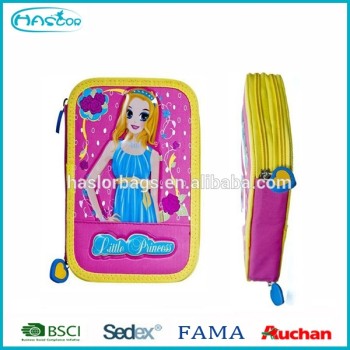 Cute Girl 3 Layers Pencil Case / Filled Pencil Case with Stationary for Girls