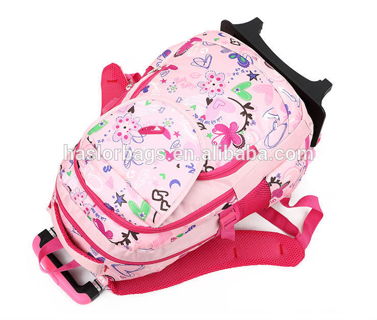 2015 Newest design beautiful school trolley bag for school girls