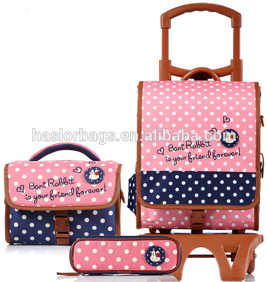 2015 Fashion Wheeled School Bag for Girls