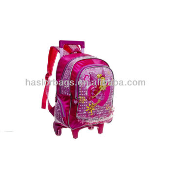 Satin Backpack for little Girls Small Pink Trolley School Bags