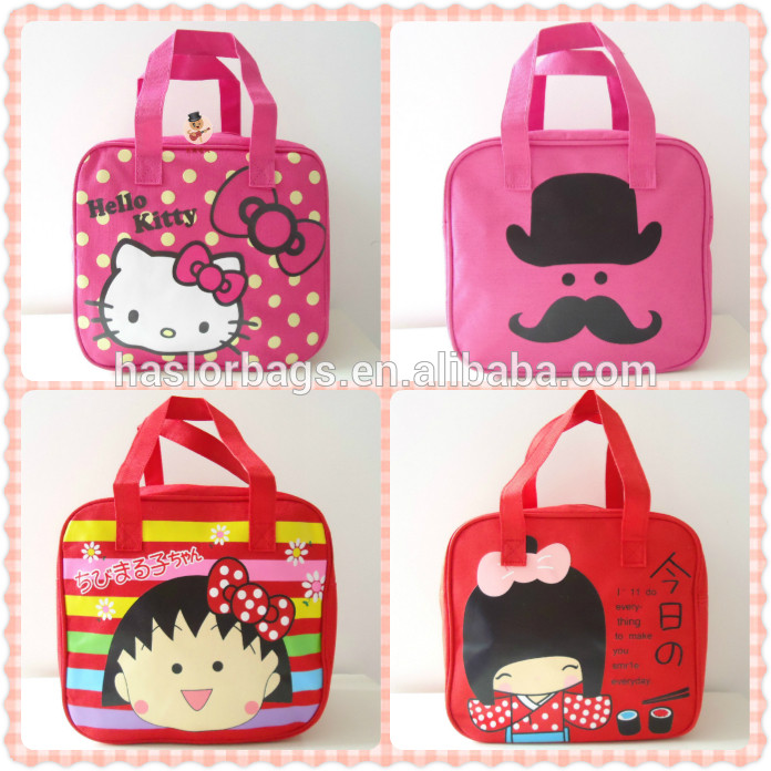 Lovely cartoon pattern mini canvas tote bags for kids