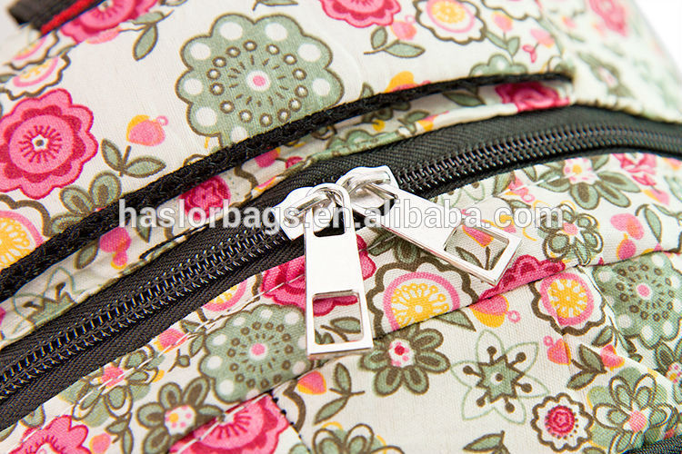 2015 new design beautiful flower allover printing backpack for school girls