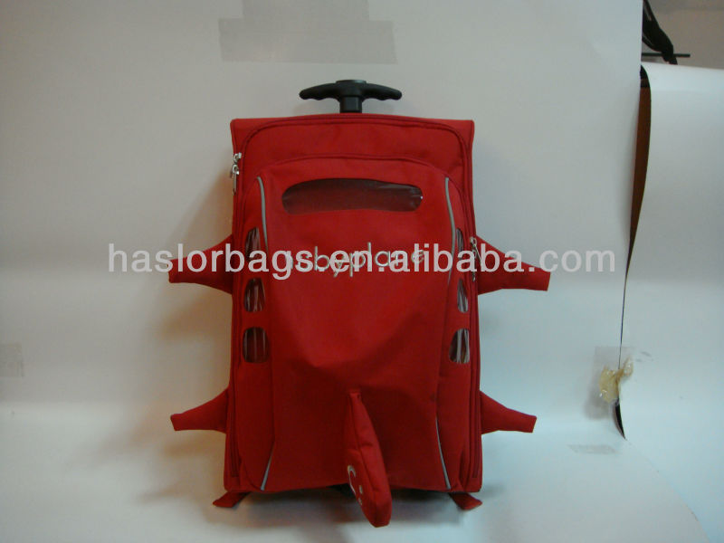 Red Color Little Girls Wheeled School Bag