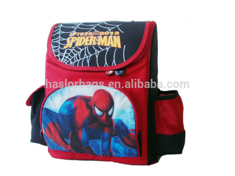 Red Polyester Unique Cute Backpack Spider Man Fashion Child School Bag
