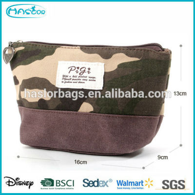 Nice camouflage pattern mini canvas cosmetic bag for girls