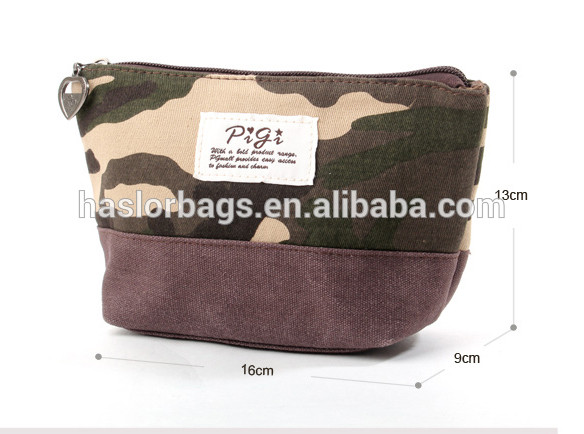 Nice camouflage pattern mini canvas cosmetic bag for girls