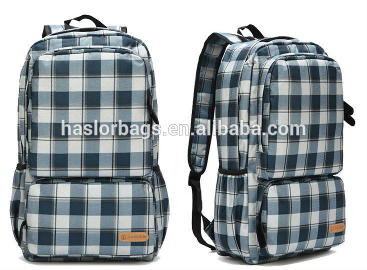 Hot selling beautiful check pattern school backpacks used with China factory