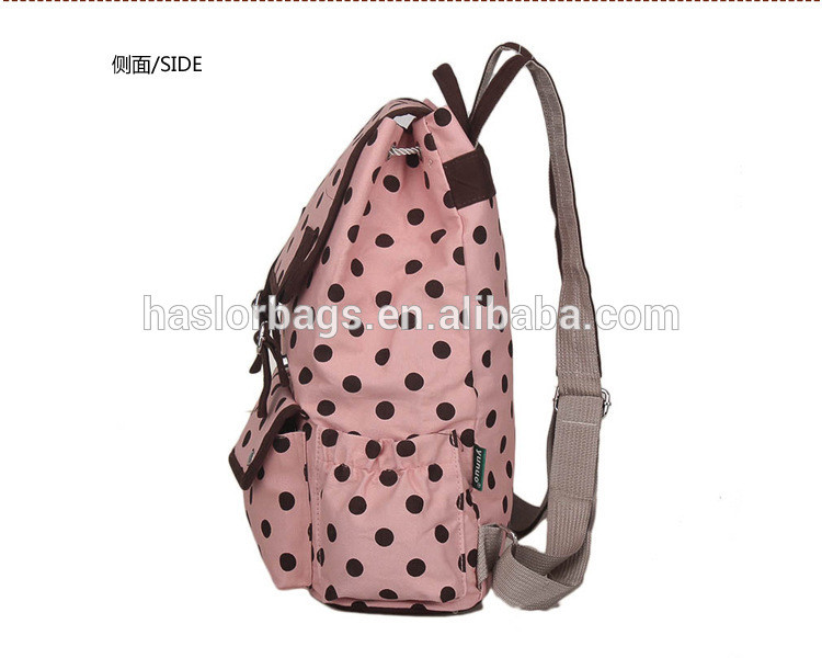 Wholesale fashion black and white polka dot backpack for school girls