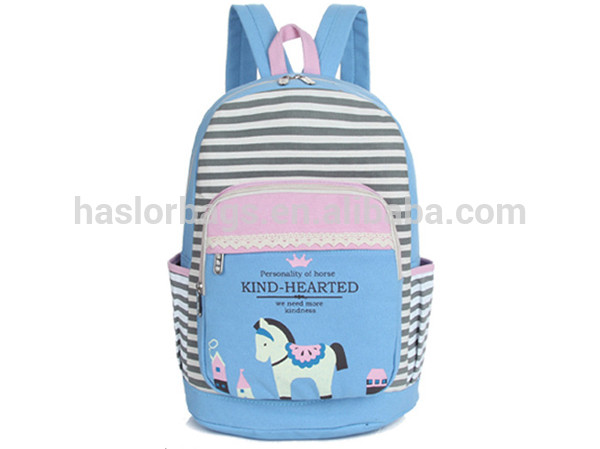 Korean Fashion Popular Canvas Girls School Bag, Horse School Backpack