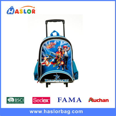 2016 Custom Printing Child Backpack With Wheels For Students