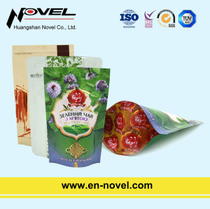 Aluminum Foil Tea Bag Stand Up Pouch with Zipper for Tea Packaging