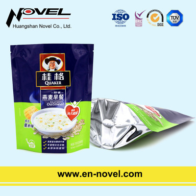 Customized Plastic Stand Up Pouch with Zipper for Oatmeal Packaging