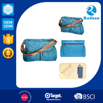 Small Order Accept Hot Quality Professional Design Denim Diaper Bag