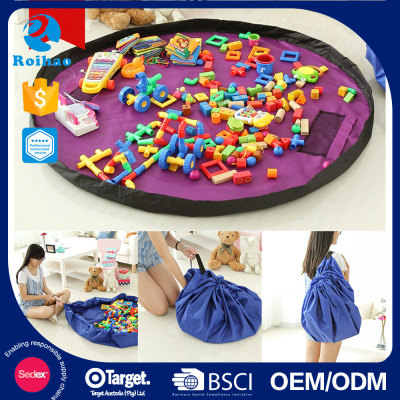 Roihao drawstring paly mat children toy storage bag, organizer toy bag