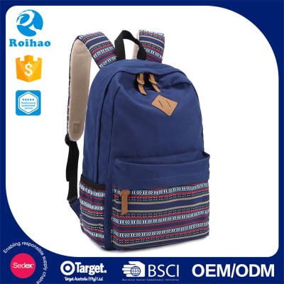 Roihao xiamen alibaba supplier high school lady canvas school bags and backpacks