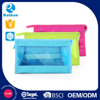 Roihao hot sale fashion clear makeup bag, clear cosmetic pvc bag for girls