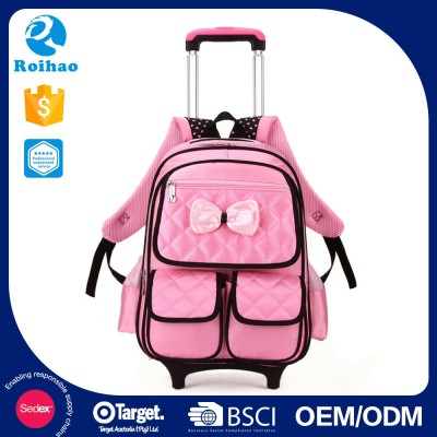 Hot Selling Fast Production Newest Design Custom Fit Classic School Bag With Wheels Bright