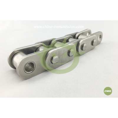 Stainless steel short pitch roller chain with straight side plates