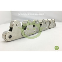 Stainless steel conveyor chains with top rollers