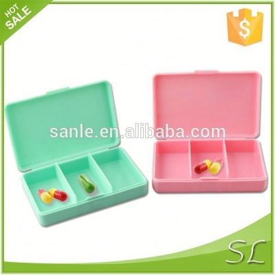 3 lattices food grade PP white pill box for sales