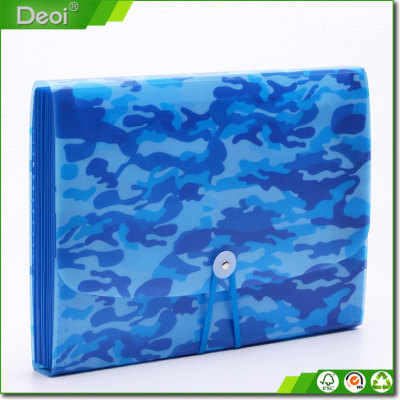 PP material Blue camo expanding file folder manufactured in Shanghai