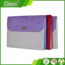 OEM customized stationery PP/PVC/PET wholesale Suede Fabric expanding file bag