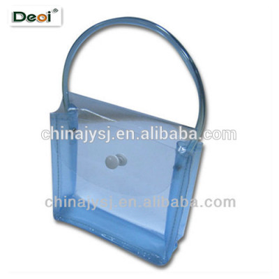 Handle Plastic Bag with Button Closure for Cosmetic