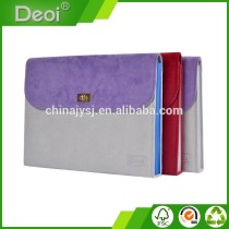 office stationery 2015 latest Suede Fabric expanding file case which made in Shanghai factory