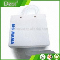 Custom Size Durable White Plastic Tote Advertising Bag with Transparent Cube Handle