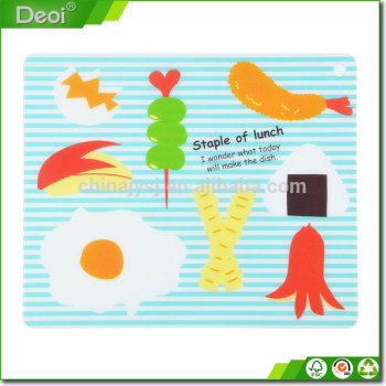 High quality flexible vegetable PP plastic cutting board/kitchen chopping mat with UV printing