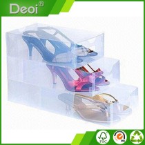 profesional OEM factory and customized durable pp Plastic high-heel Shoe Box and cases
