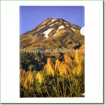 Hot sale cheap price pp file folder made of Fresh PP material A3 A4 size plastic L shape file folder with yellow mountain print