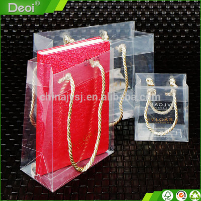 Clear Plastic Christmas Packaging Gift Bag with Handle Shopping Bags for Candy Jewelry Makeup Cosmetic